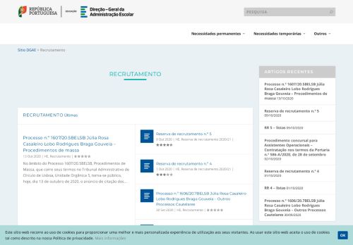 
                            3. Recrutamento | Sítio DGAE