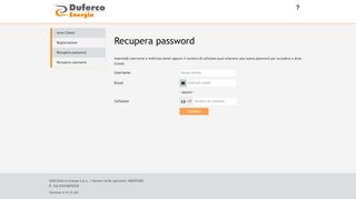 
                            8. Recupera password - Area Clienti