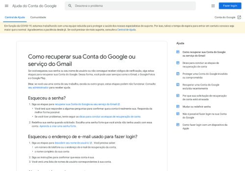 
                            2. Recuperar Conta do Google ou serviço do Gmail - Ajuda do Conta do ...