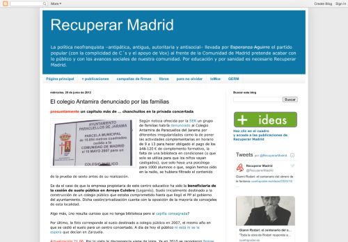 
                            12. Recuperar Madrid: El colegio Antamira denunciado por las familias