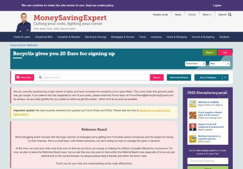 
                            10. Recyclix gives you 20 Euro for signing up - MoneySavingExpert.com ...