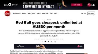 
                            10. Red Bull goes cheapest; unlimited at AU$30 per month - CNET