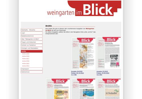 
                            3. Redaktionsportal: Weingarten im Blick » Archiv