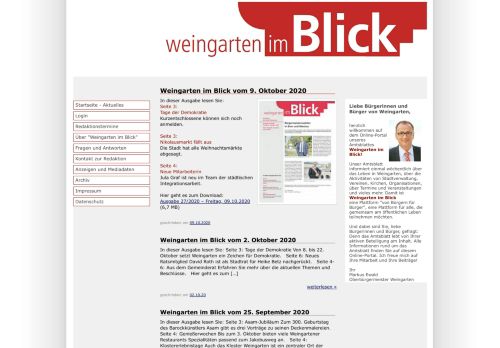 
                            2. Redaktionsportal: Weingarten im Blick » Startseite – Aktuelles