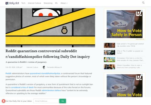 
                            8. Reddit quarantines controversial subreddit r/candidfashionpolice ...