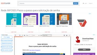 
                            8. Rede INFOSEG Passo a passo para solicitação de senha - PDF