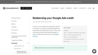 
                            11. Redeeming your Google Ads credit – Squarespace Help