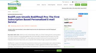 
                            13. Rediff.com Unveils Rediffmail Pro: The First Subscription Based ...