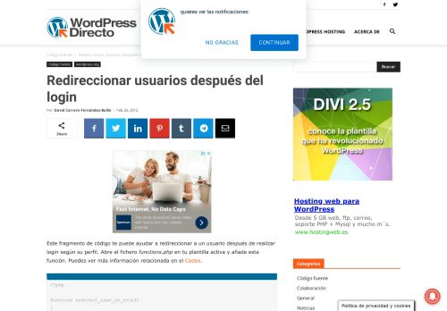 
                            7. Redireccionar usuarios después del login - WordPress Directo