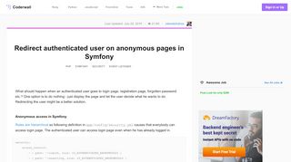 
                            4. Redirect authenticated user on anonymous pages in Symfony (Example)