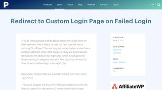 
                            12. Redirect to Custom Login Page on Failed Login - Pippins Plugins
