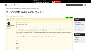 
                            7. Redirect to Login modal popup | The ASP.NET Forums