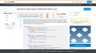 
                            8. Redirect to login page or dashboard Sammy JS - Stack Overflow