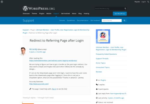 
                            8. Redirect to Referring Page after Login | WordPress.org