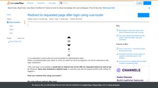 
                            2. Redirect to requested page after login using vue-router - Stack ...