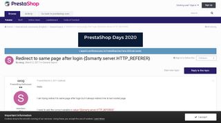 
                            9. Redirect to same page after login {$smarty.server.HTTP_REFERER ...