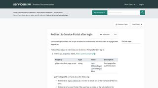 
                            1. Redirect to Service Portal after login | ServiceNow Docs