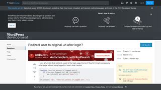 
                            2. Redirect user to original url after login? - WordPress Development ...