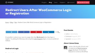 
                            3. Redirect Users After WooCommerce Login or Registration - Iconic