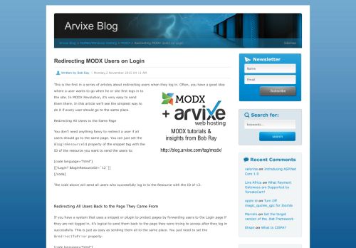 
                            12. Redirecting MODX Users on Login | Arvixe Blog