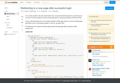 
                            2. Redirecting to a new page after successful login - Stack Overflow