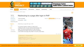 
                            5. Redirecting to a page after login in PHP - CodeProject