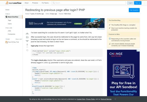 
                            6. Redirecting to previous page after login? PHP - Stack Overflow