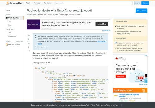 
                            9. Redirection/login with Salesforce portal - Stack Overflow