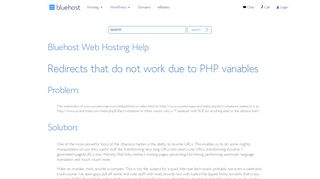 
                            11. Redirects that do not work due to PHP variables - Bluehost