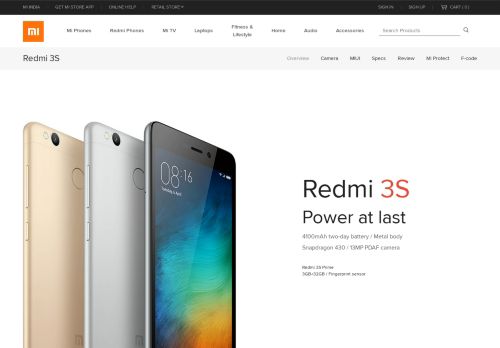 
                            1. Redmi 3S Price and Features - Mi India - Mi.com