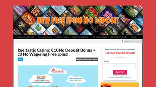 
                            3. Reeltastic Casino: €10 No Deposit Bonus + 20 No Wagering Free Spins!