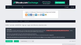 
                            1. RefBit · Surf ads · ADVERTISE · Sign up · Login. Earn Bitcoins ...