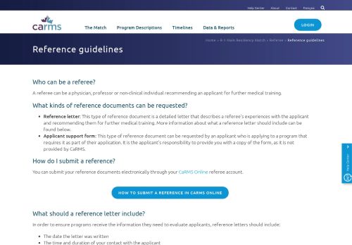 
                            3. Reference guidelines - CaRMS