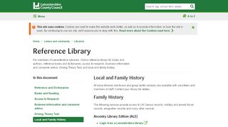 
                            13. Reference Library : Local and Family History | Leicestershire County ...