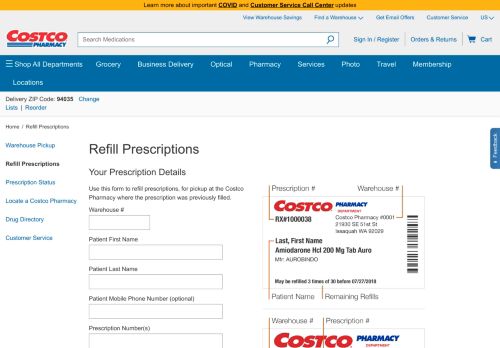 
                            3. Refill Prescriptions - Costco Wholesale