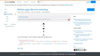 
                            1. Refresh page after form submitting - Stack Overflow