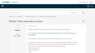 
                            11. Refresh Token expiration so short. - Fitbit Community