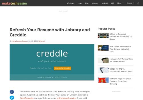 
                            9. Refresh Your Resumé with Jobrary and Creddle - Make Tech Easier