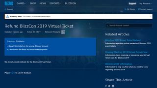 
                            8. Refund BlizzCon Virtual Ticket - Blizzard Support