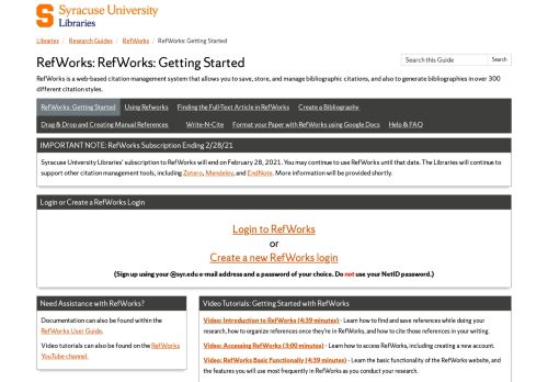 
                            6. RefWorks Login - RefWorks - Research Guides at Syracuse ...