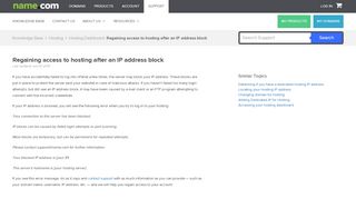 
                            7. Regaining access to hosting after an IP address block - Name.com