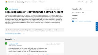 
                            12. Regaining Access/Recovering Old hotmail Account - Microsoft Community