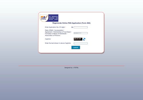 
                            7. Regenerate Online PAN Application (Form 49A) - MyUTIITSL