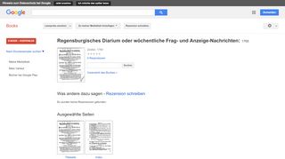
                            11. Regensburgisches Diarium oder wöchentliche Frag- und ...