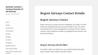 
                            7. Regent Airways Contact Details | Office Address | Phone Number