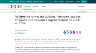 
                            12. Régime de rentes du Québec - Retraite Québec annonce que les ...