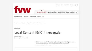 
                            8. Regiondo: Local Content für Onlineweg.de - fvw
