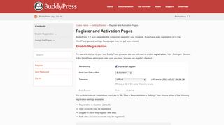 
                            2. Register and Activation Pages · BuddyPress Codex