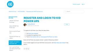 
                            8. Register and login to Kid Power Ups – UNICEF Kid Power