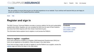 
                            3. Register and sign in - SupplierAssurance - NQC Ltd